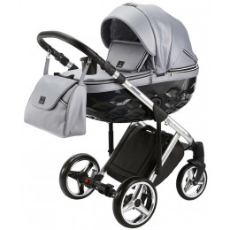 Детская коляска Adamex Chantal Special Edition Deluxe 2 в 1 C102 (СЕР.ПЕРЛ.КОЖА ХРОМ.РАМА)