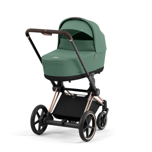 Купить коляску 2в1 Cybex e-Priam, в цвете Leaf Green (шасси Rose Gold)