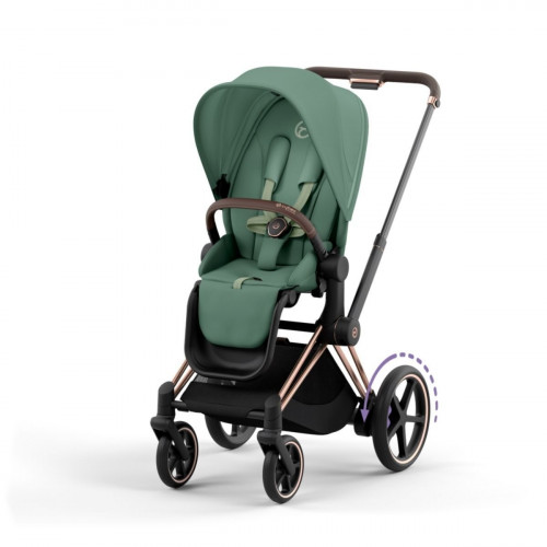 Купить коляску 2в1 Cybex e-Priam, в цвете Leaf Green (шасси Rose Gold)