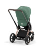 Купить коляску 2в1 Cybex e-Priam, в цвете Leaf Green (шасси Rose Gold)