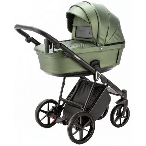 Детская коляска Adamex Belissa Deluxe 2 в 1 B-SM14 (ЗЕЛЁН.ПЕРЛ.КОЖА)