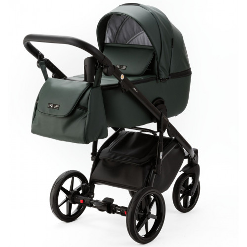Детская коляска Adamex Nola Deluxe 2 в 1 N-SA29 (Т. ЗЕЛЕНЫЙ КОЖА)