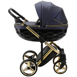 Детская коляска Adamex Chantal Special Edition Deluxe 2 в 1 C108 (СИН.ПЕРЛ.КОЖА ЗОЛОТ РАМА)