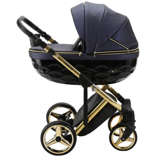 Детская коляска Adamex Chantal Special Edition Deluxe 2 в 1 C108 (СИН.ПЕРЛ.КОЖА ЗОЛОТ РАМА)