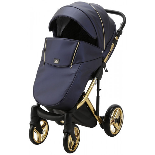 Детская коляска Adamex Chantal Special Edition Deluxe 2 в 1 C108 (СИН.ПЕРЛ.КОЖА ЗОЛОТ РАМА)