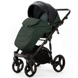 Детская коляска Adamex Lanti Deluxe 2 в 1 LN-SD41 (ЧЕРН. КОЖА + Т.ЗЕЛЕН.КОЖА)