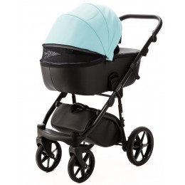 Детская коляска Adamex Nola Deluxe 2 в 1 N-SD111 (СВ.БИРЮЗОВАЯ.КОЖА + ЧЕРН.КОЖА)