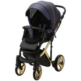 Детская коляска Adamex Chantal Special Edition Deluxe 2 в 1 C108 (СИН.ПЕРЛ.КОЖА ЗОЛОТ РАМА)
