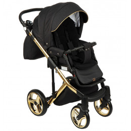 Детская коляска Adamex Chantal Special Edition 2 в 1 C1 (ЧЕРН+ЧЕРН.РИФЛЕН.ДНО+ЗОЛОТО РАМА)