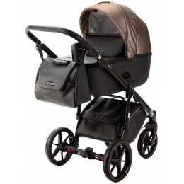 Детская коляска Adamex Nola Deluxe 2 в 1 N-SD11 (ТЕМНО-БЕЖЕВЫЙ ПЕРЛ+ЧЕРНАЯ КОЖА)