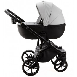 Детская коляска Adamex Nola Deluxe 2 в 1 N-SD107 (СВ.СЕР.КОЖА + ЧЕРН.КОЖА)