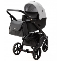 Детская коляска Adamex Nola Deluxe 2 в 1 N-SD107 (СВ.СЕР.КОЖА + ЧЕРН.КОЖА)