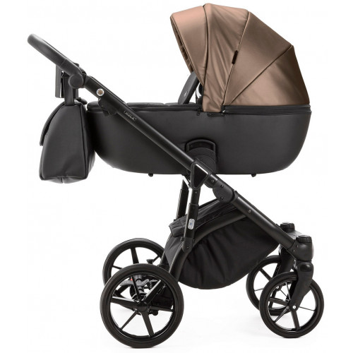 Детская коляска Adamex Nola Deluxe 2 в 1 N-SD11 (ТЕМНО-БЕЖЕВЫЙ ПЕРЛ+ЧЕРНАЯ КОЖА)