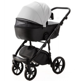 Детская коляска Adamex Nola Deluxe 2 в 1 N-SD107 (СВ.СЕР.КОЖА + ЧЕРН.КОЖА)