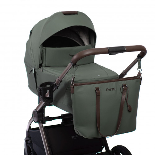 Купить коляску 2в1 Peppy Monaco thermo, в цвете Green (рама серо-коричневая)