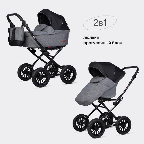 Детская коляска Riko Basic Bella Lux Classic 2 в 1 2025 01 темно-серый