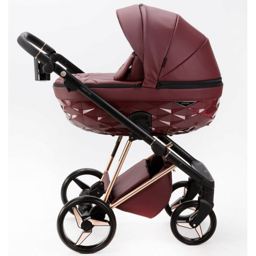 Детская коляска Adamex Quantum Superstar Deluxe 2 в 1 Q-STAR141-K (БОРДОВ.КОЖА+БОРДОВ.ДНО+РОЗОВ.ЗОЛОТО.РАМА)