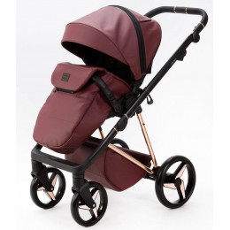 Детская коляска Adamex Quantum Superstar Deluxe 2 в 1 Q-STAR141-K (БОРДОВ.КОЖА+БОРДОВ.ДНО+РОЗОВ.ЗОЛОТО.РАМА)