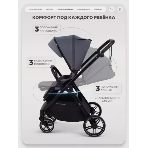 Коляска 2 в 1 Rant Basic Wave Graphite