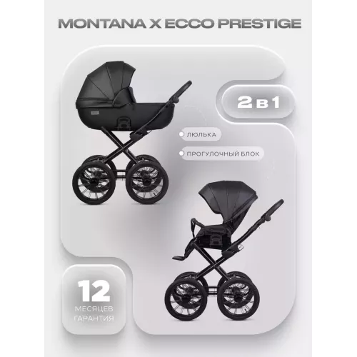 Коляска 2 в 1 Riko Basic Montana X Ecco Prestige 12 Black