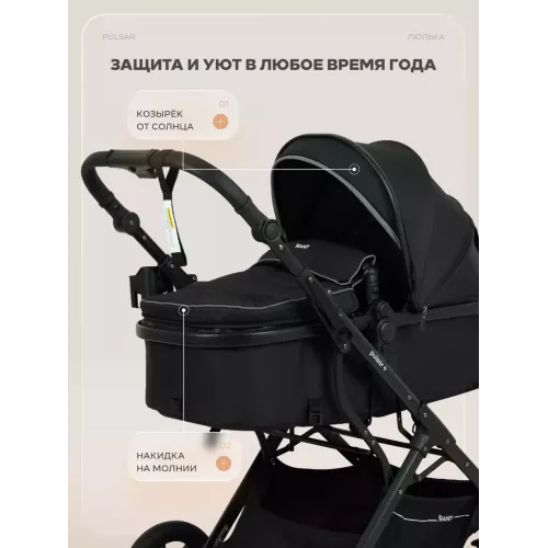 Коляска-трансформер 2 в 1 Rant Basic Pulsar Plus Black