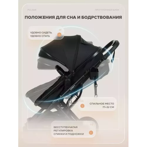 Коляска-трансформер 2 в 1 Rant Basic Pulsar Plus Black