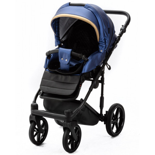Детская коляска Adamex Rimini Deluxe 2 в 1 RI240 син.перл.кожа+золото.отделка