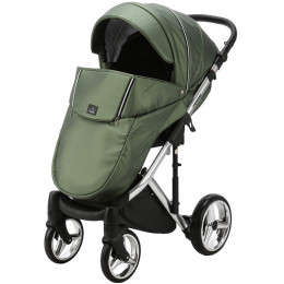 Детская коляска Adamex Chantal Special Edition Deluxe 2 в 1 С121 (ЗЕЛЕН.ПЕРЛ.КОЖА+ХРОМ РАМА)