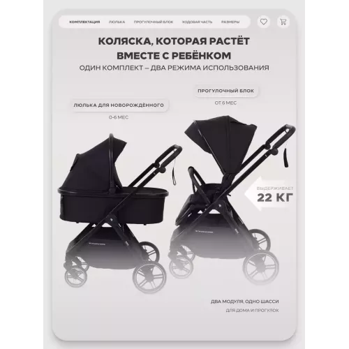 Коляска 2 в 1 Rant Basic Wave Black