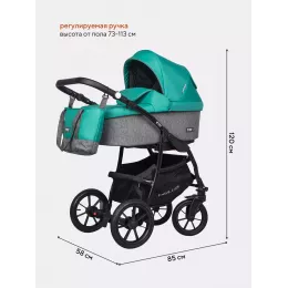 Коляска 2 в 1 Riko Basic Bella 03 серый-малахит