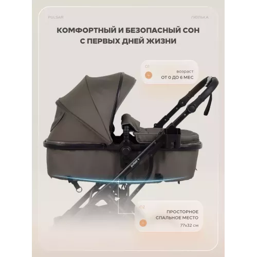 Коляска-трансформер 2 в 1 Rant Basic Pulsar Plus Mocca
