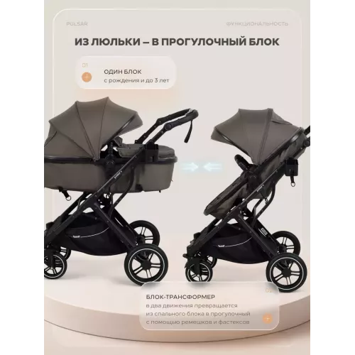Коляска-трансформер 2 в 1 Rant Basic Pulsar Plus Mocca