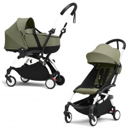Коляска Stokke YOYO3 Newborn Shell рама белая White 2 в 1 Olive