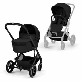 Коляска 2в1 Cybex Balios S Lux 2026, в цвете Moon Black BF (складная люлька)