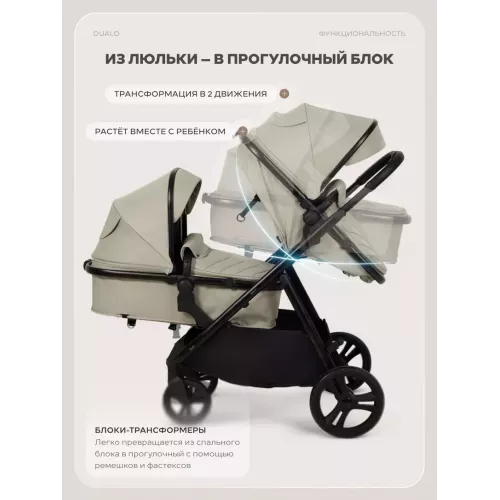 Коляска для двойни 2 в 1 Rant Basic Dualo Beige
