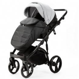 Детская коляска Adamex Lanti Deluxe 2 в 1 LN-SD107 (СВ.СЕР.КОЖА + ЧЕРН. КОЖА)