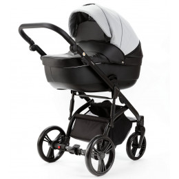 Детская коляска Adamex Lanti Deluxe 2 в 1 LN-SD107 (СВ.СЕР.КОЖА + ЧЕРН. КОЖА)
