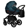 Детская коляска Indigo Mio S 2 в 1 06 черная кожа+изумрудный