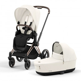 Купить коляску 2в1 Cybex Priam IV, в цвете Off White (шасси Rose Gold)