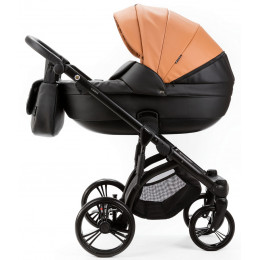 Детская коляска Adamex Lanti Deluxe 2 в 1 LN-SD109 (КАРАМЕЛЬ.КОЖА + ЧЕРН. КОЖА)