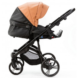 Детская коляска Adamex Lanti Deluxe 2 в 1 LN-SD109 (КАРАМЕЛЬ.КОЖА + ЧЕРН. КОЖА)