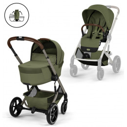 Коляска Cybex Balios S Lux with Fold Cot TPE 2 в 1 Moss Green с дождевиками