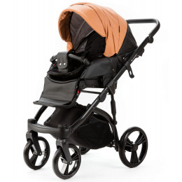 Детская коляска Adamex Lanti Deluxe 2 в 1 LN-SD109 (КАРАМЕЛЬ.КОЖА + ЧЕРН. КОЖА)