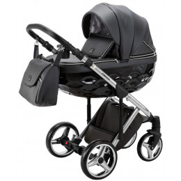 Детская коляска Adamex Chantal Special Edition Deluxe 2 в 1 С114 (ЧЕРН.ПЕРЛ.КОЖА+ХРОМ РАМА)