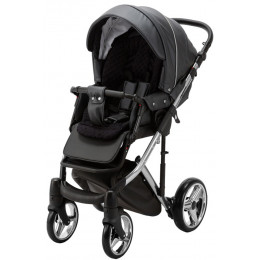 Детская коляска Adamex Chantal Special Edition Deluxe 2 в 1 С114 (ЧЕРН.ПЕРЛ.КОЖА+ХРОМ РАМА)