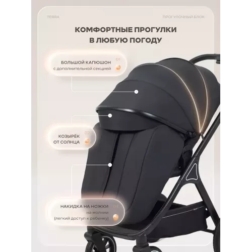 Коляска 2 в 1 Rant Basic Terra Black
