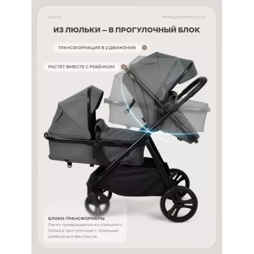 Коляска для двойни 2 в 1 Rant Basic Dualo Graphite