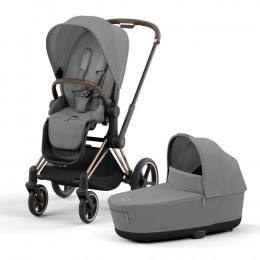 Купить коляску 2в1 Cybex Priam IV, в цвете Mirage Grey (шасси Rose Gold)