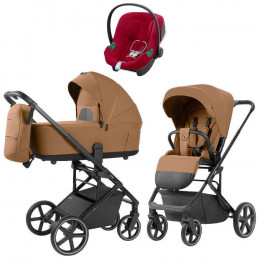 Коляска Carrello Alfa CRL-6522 2025 Cybex Aton B2 i-Size Dynamic Red 3 в 1 Honey Beige