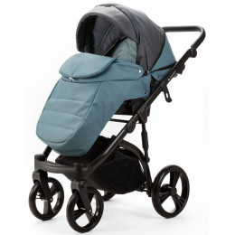 Детская коляска Adamex Lanti Deluxe 3 в 1 LN-SD42 (Т. СЕРАЯ. КОЖА + СЕРО-ГОЛУБ.КОЖА)